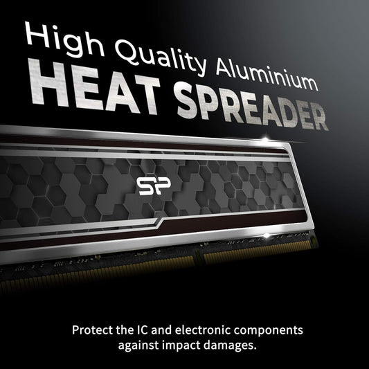 Value Gaming DDR4 RAM 32GB (2X16Gb) 3200Mhz (PC4 25600) 288-Pin CL16 1.35V UDIMM Desktop Memory Module with Heatsink Grey SU032GXLZU320BDAJ7