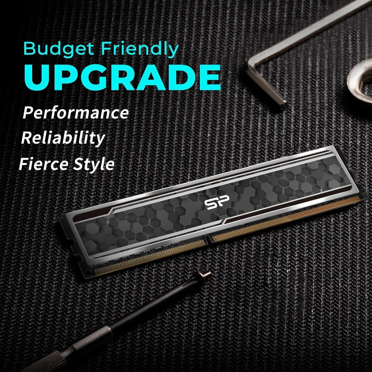 Value Gaming DDR4 RAM 32GB (2X16Gb) 3200Mhz (PC4 25600) 288-Pin CL16 1.35V UDIMM Desktop Memory Module with Heatsink Grey SU032GXLZU320BDAJ7